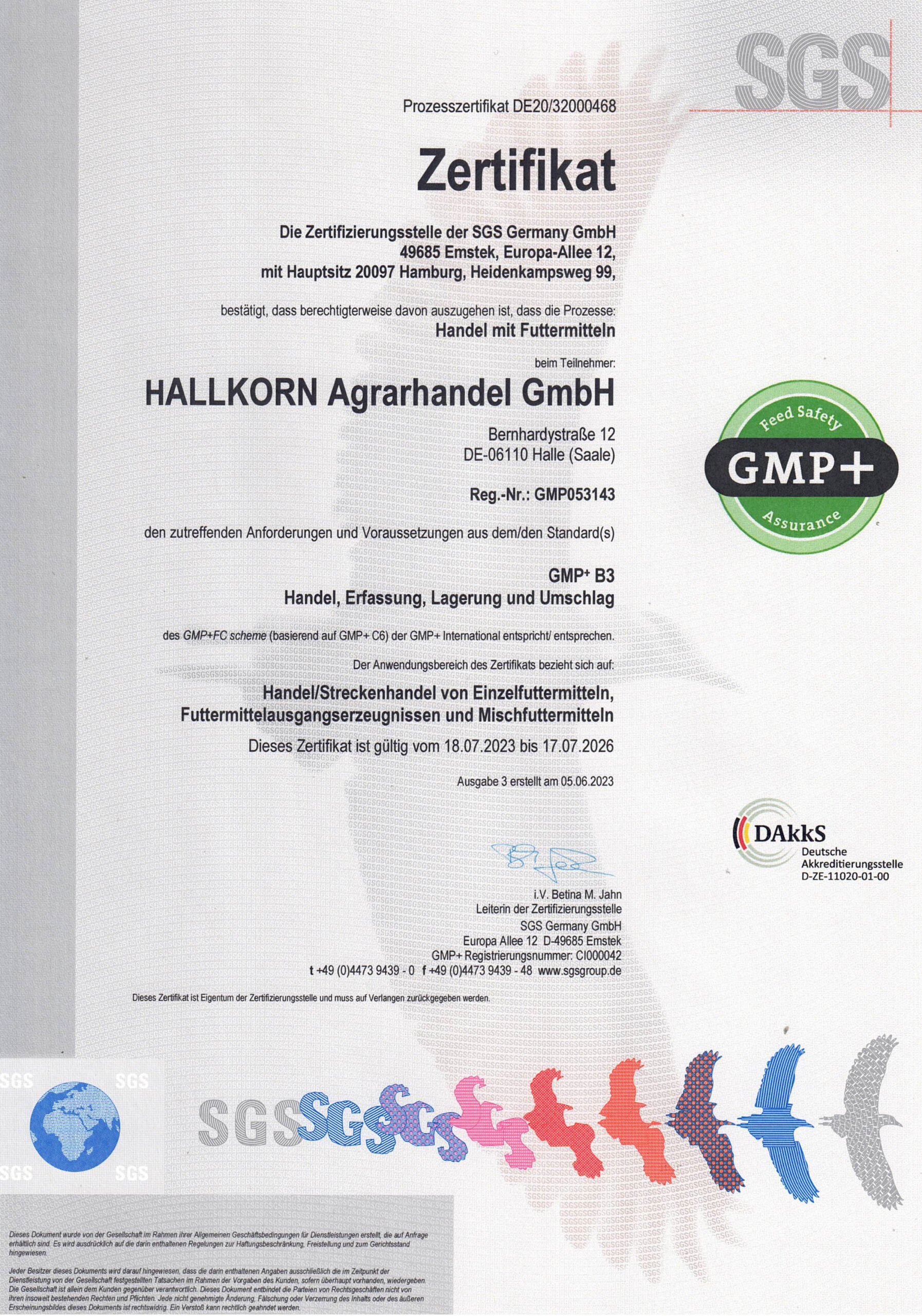 Zertifikat GMP + 3