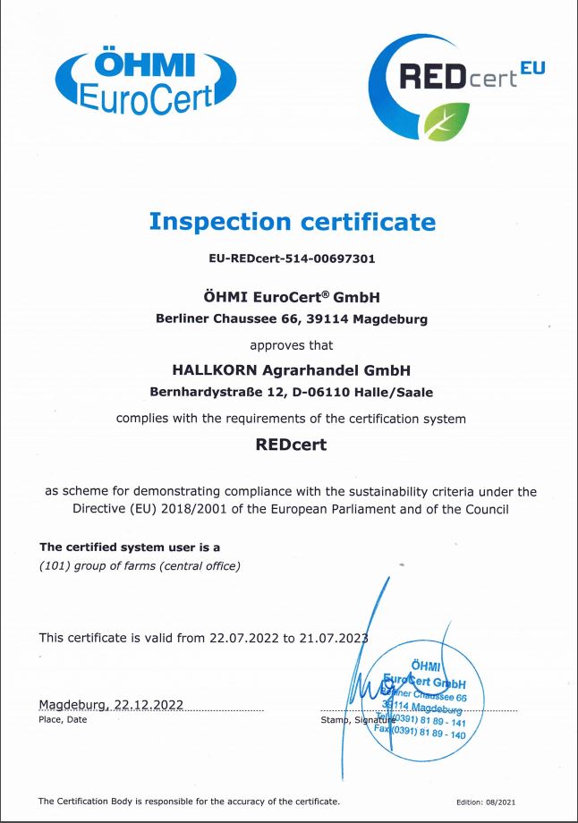 Inspection certificate