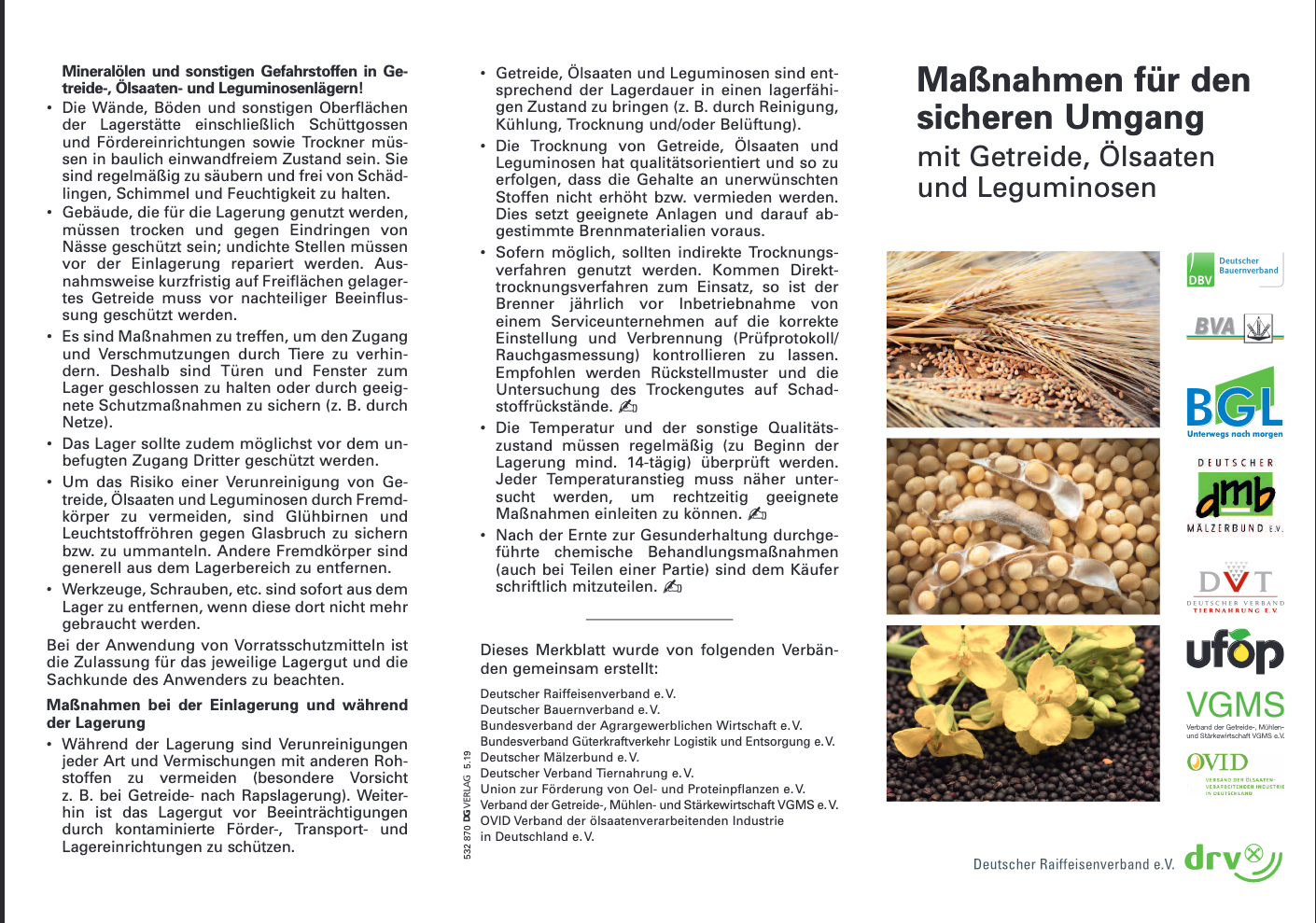 Maßnahmen für den
sicheren Umgang
mit Getreide, Ölsaaten
und Leguminosen 2